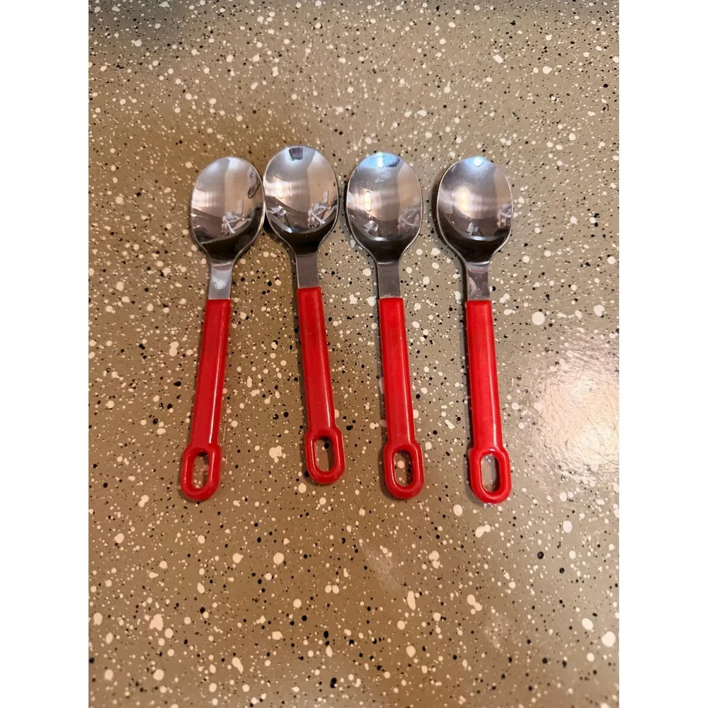 Vintage Red Handle Stainless Steel‎ Flatware Lot – 21 Pieces Mid Century